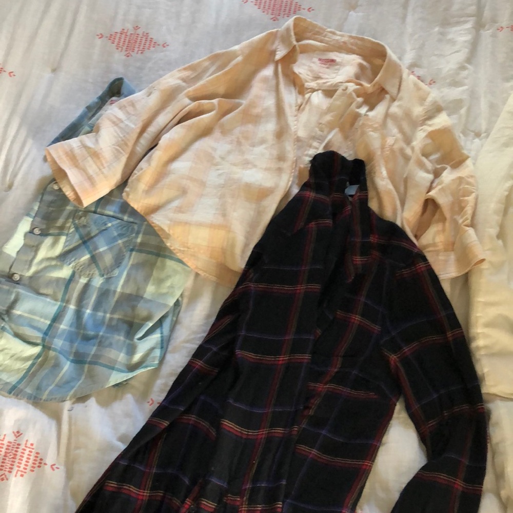 Lot of 3 plaid shirts. Large. Long sleeve.